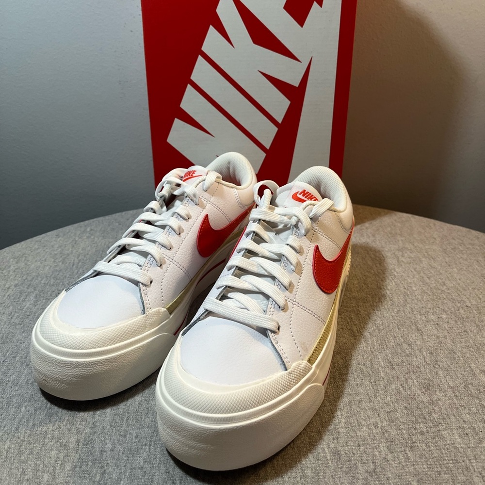 Nike Court Legacy Lift White Gold Red Causal Women Shoe Size 8 DM7590-110 - Picture 9 of 11